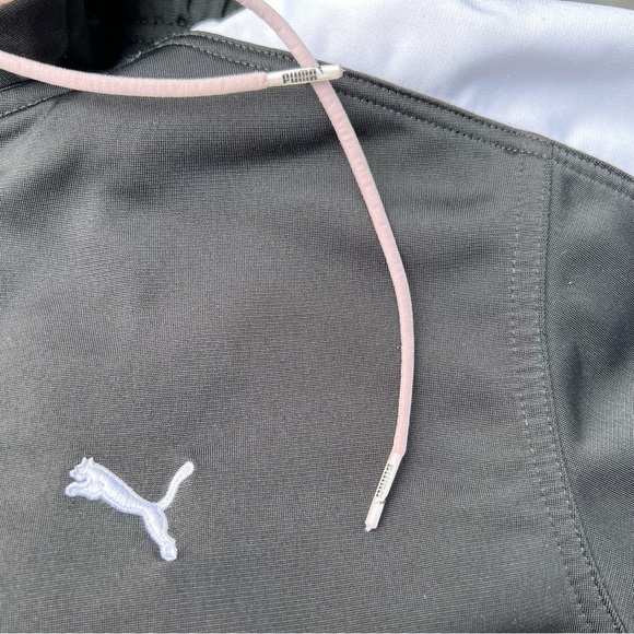 Puma Full Zip Hooded Track Jacket Polyester Black White Stripe Classic Medium - Picture 6 of 8